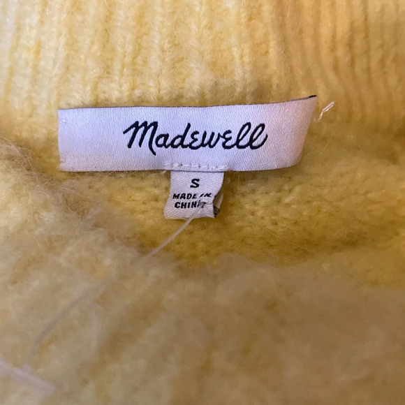 Madewell Brushed V-Neck Sweater Size S Heather Lemon Pullover Alpaca Wool - Picture 8 of 10